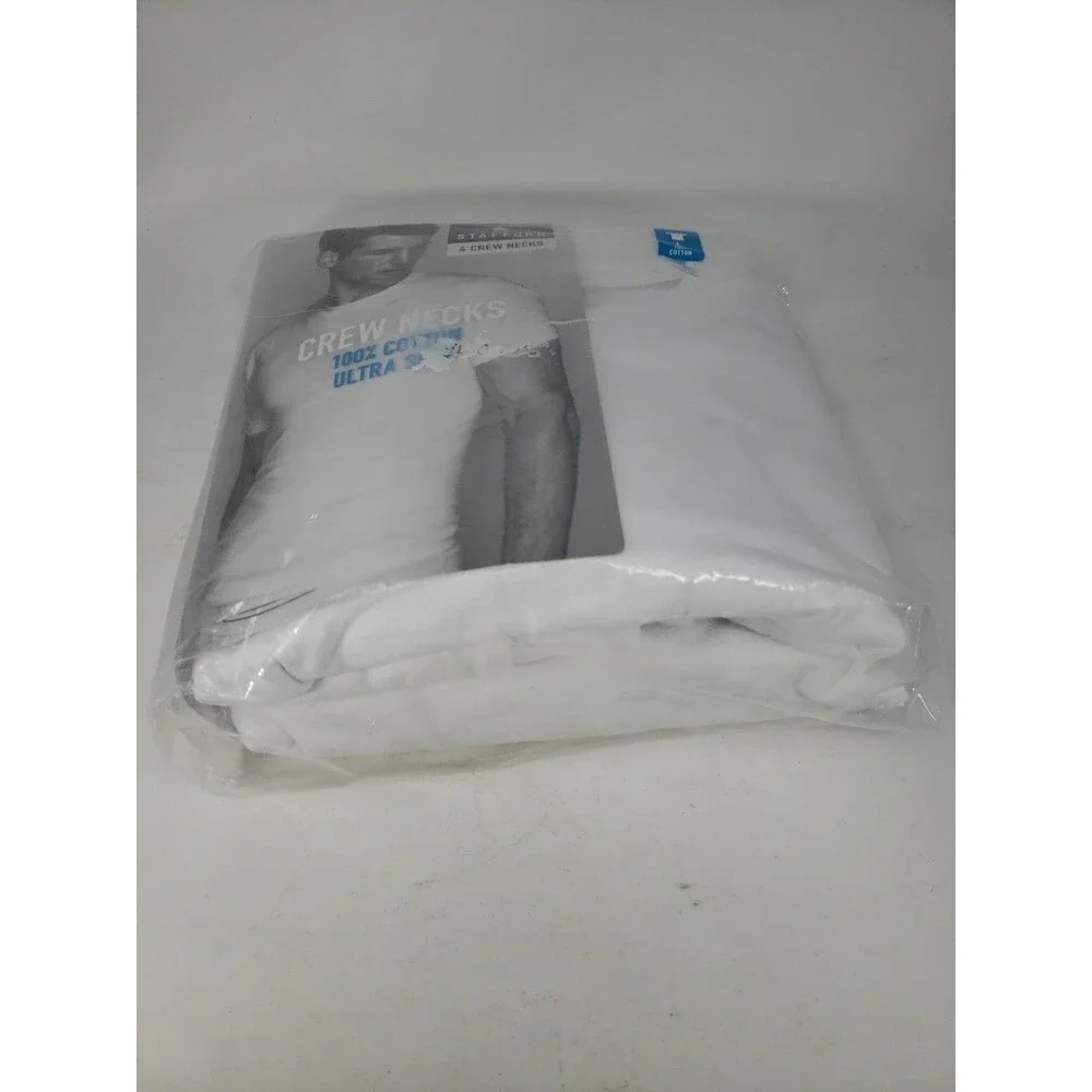 Stafford JCP Large 4 Crew Neck T-Shirts 100% Cotton Ultra Soft NOS Open Package